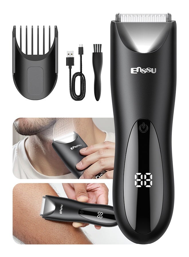 ENSSU Body Hair Trimmer for Men - Waterproof Meridian Groomer with LED Light, Ceramic Blades & 60min Runtime for Balls, Chest, Pubic Hair - Image 2